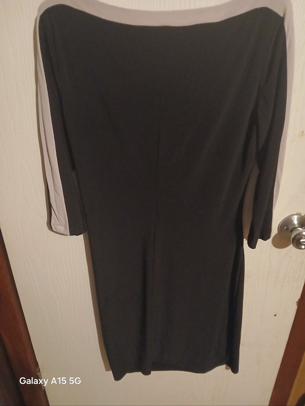 Chaps Black Midi Dress with Cream Trim